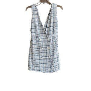 Zara Blue & White Tweed Dress / Jumper, Size Small.